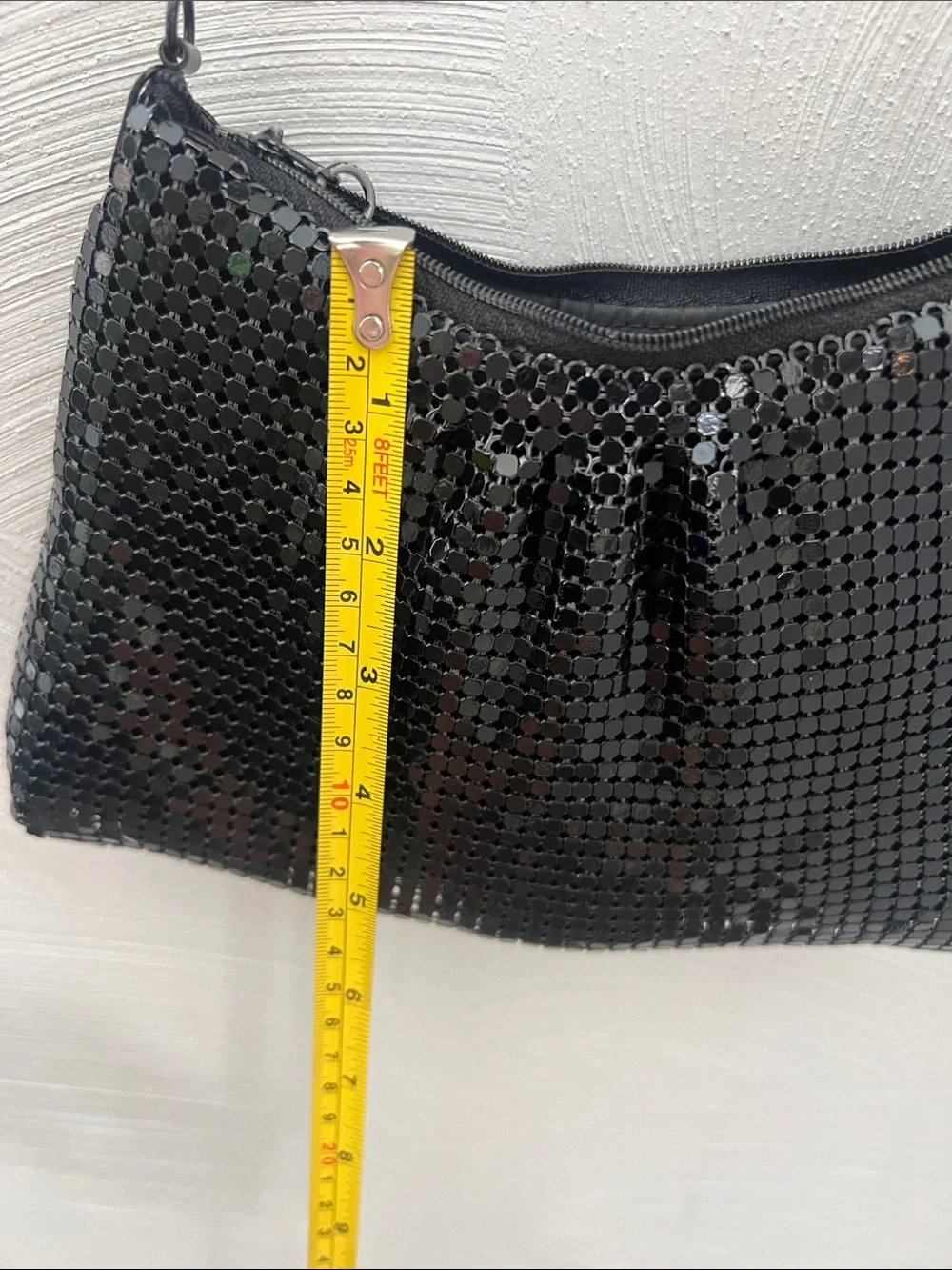 Vintage Black Metal Mesh Chain Strap Evening Bag